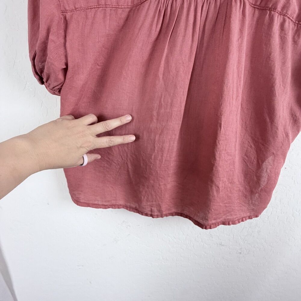 pilcro by anthropologie 100% linen button down beachcore rose women's top xs - Picture 5 of 9